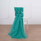 5 Pack Chiffon Chair Sashes Turquoise - Soft & Lightweight Designer Chair Bows 22"x78"