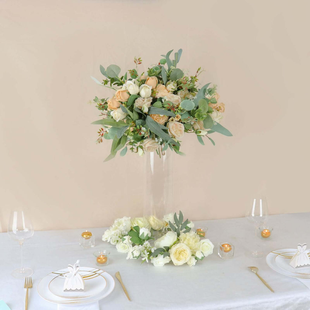 6-Pack Glass Flower Vases Cylinder Design Heavy Duty Clear - Stylish Centerpieces for Weddings 20"