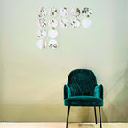 12 Pack Round Acrylic Mirror Wall Stickers, 8" Removable Wall Decals For Home Decor