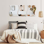 4-Pack Hanging Wall Decor Wave Glass Mirror Table Centerpiece - Reflective Decorative Display 12"