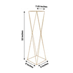 2-Pack Wedding Centerpieces Metal Geometric Crisscross Design Gold - Open Column Pedestal Stands 32"