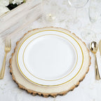 10-Pack Plastic Dinner Plates White with TrÃ¨s Chic Gold Rim - Perfect Disposable Party Plates 10"