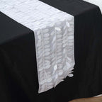 Taffeta Fabric 12"x108" Table Runner White 3D Leaf Petal - Stylish Wedding Decor