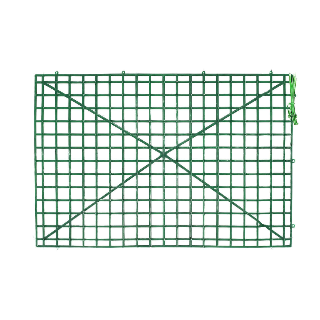 10 Pack 24"x16" Dark Green Artificial Flower Wall Grid Panel Frames, DIY Plastic Mesh Plant Wall Backdrop Fences