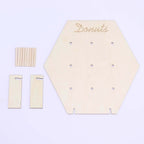 Wooden Hexagon Donut Wall Stand - Space Saving Detachable Rustic Chic Doughnut Pegboard Dessert Display Pretzel Bagel Holder 13"