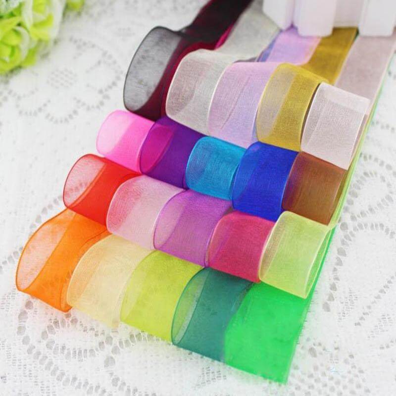 25 Yard 7/8" DIY Ivory Organza Ribbon With Mono Edge - Clearance SALE