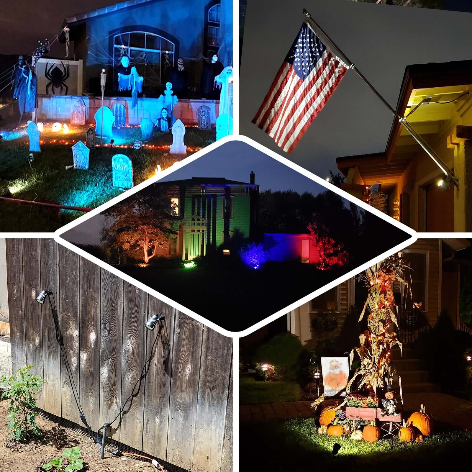 6W Multicolor RGB LED Backdrop Uplight, Indoor Outdoor Spotlight With Remote