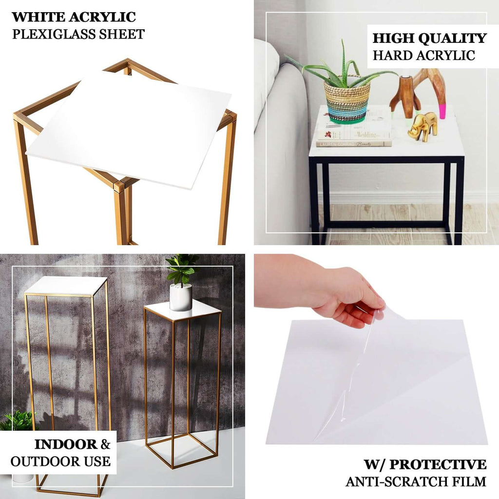 2-Pack Acrylic Plexiglass Sheets Top Plates White Square - Protective Film Coating 11" 3mm Thick