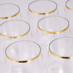 12-Pack Plastic Wine Tumblers Clear with Gold Rim - Reusable Drinkware 12oz