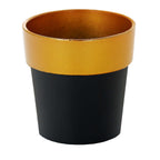 3-Pack Flower Plant Pots Small Design Black with Gold Rim - Plastic Indoor Decorative Planters 3"