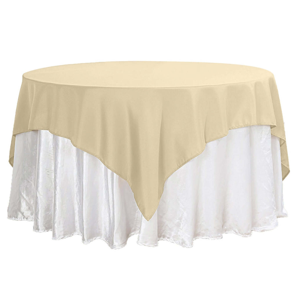 Polyester 70"x70" Table Overlay Square Tablecloth Champagne - Wrinkle-Resistant & Durable Table Cover