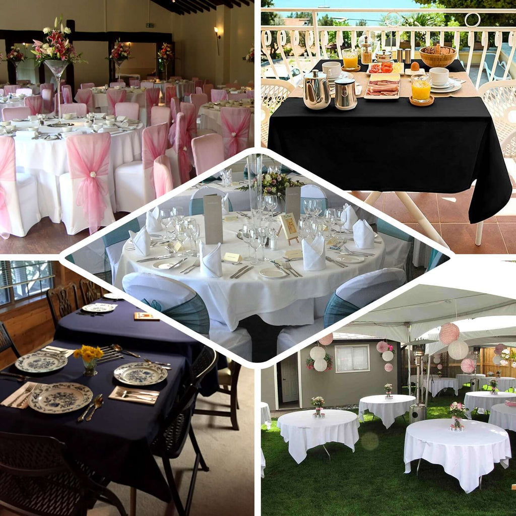 Polyester 90"x90" Table Overlay Square Tablecloth White - Wrinkle-Resistant & Durable Table Cover for Events