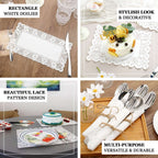 100 Pcs Paper 14"x10" Rectangle Placemats in White - Food Grade Lace Paper Doilies for Dessert Display & Table Decor