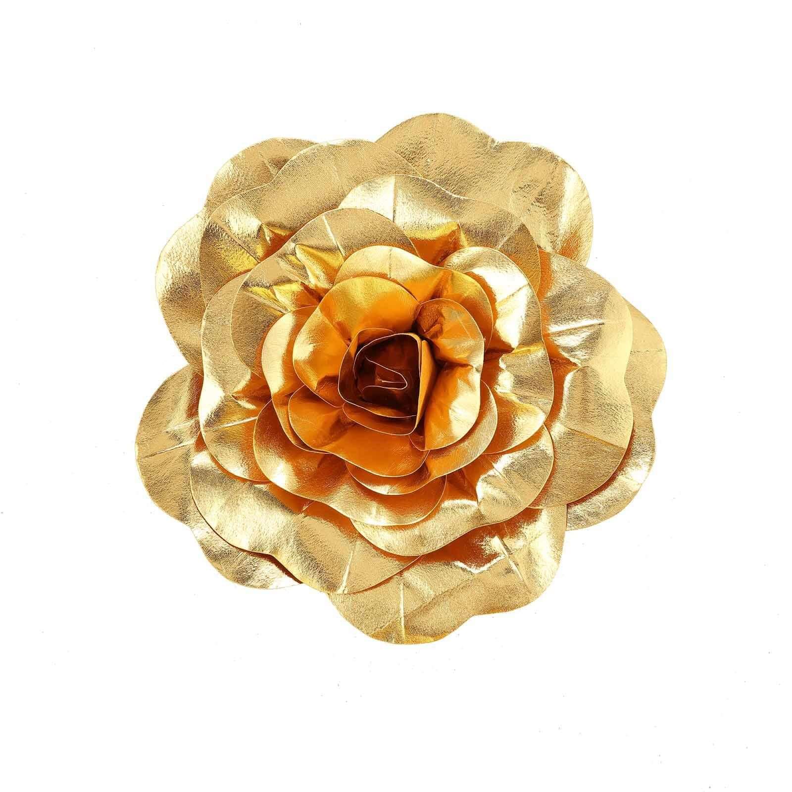2 Pack 20" Large Metallic Gold Real Touch Artificial Foam DIY Craft Roses
