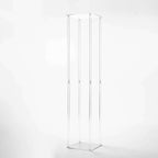 Acrylic Floor Vase Flower Stand with Square Mirror Base Clear - Decorative Wedding Column for Large Events 48"