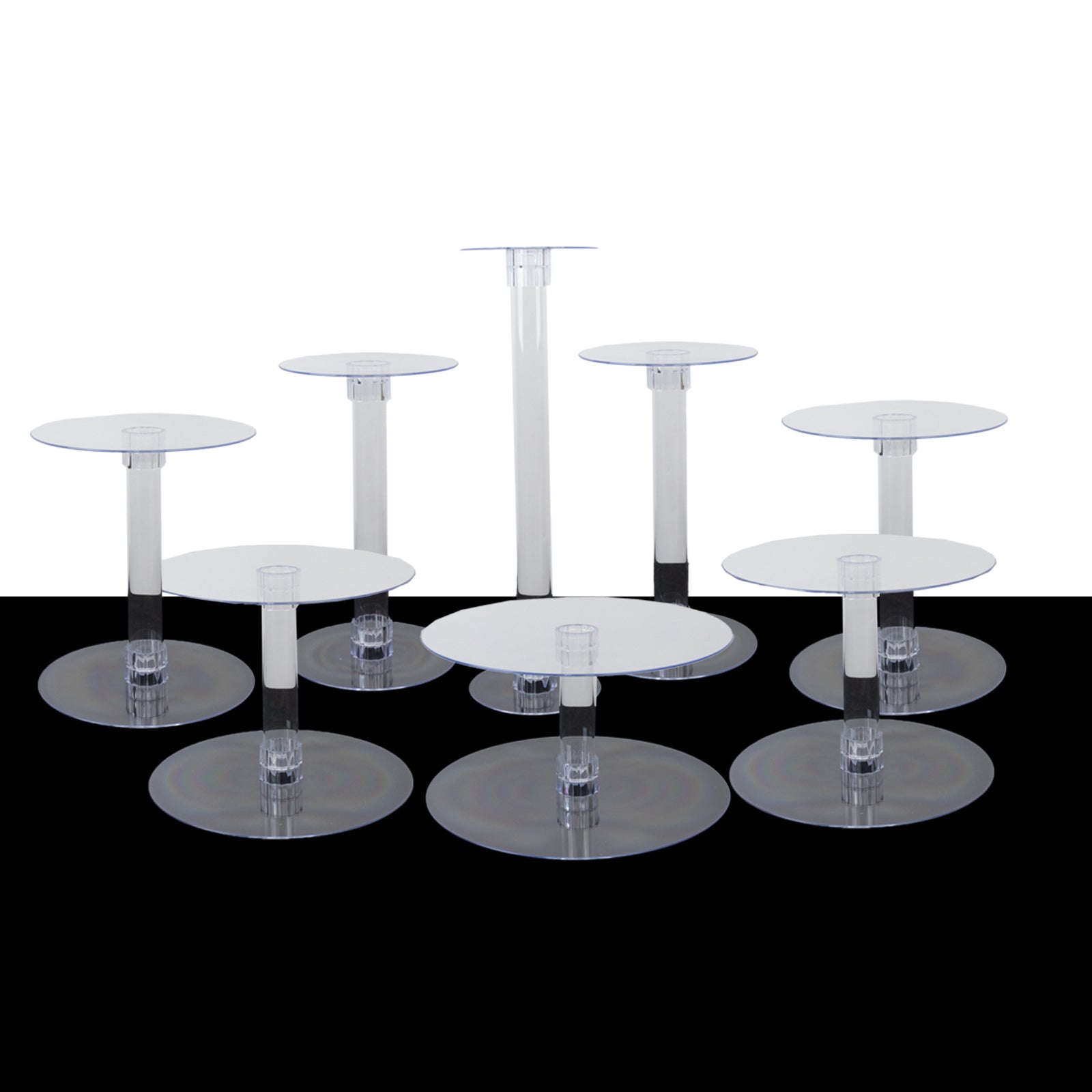 8-Tier Acrylic Cake Stand Set Clear - Assorted Sizes for Buffet Party Tables
