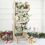 3-Tier Wooden Display Rack Basket Floor Standing Design Natural - Rustic Tabletop Cupcake Dessert Shelf Holder 33"