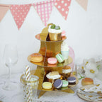 3-Tier Cardboard Cupcake Stand Metallic Gold - Reusable Dessert Table Display Tower for Classy Birthday Wedding Party Decoration 14"