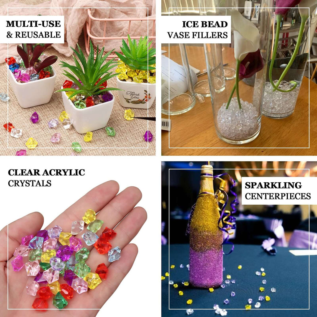400 Pcs Acrylic Ice Bead Vase Fillers Mini Clear - Chic DIY Craft Crystals for Wedding Centerpieces & Table Styling