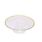 2-Pack Plastic Pedestal Cake Stands 12"Clear with Gold Rim - Classy Reusable Cupcake Dessert Display Riser for Home & Event Use