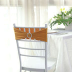 5 Pack Stretch Spandex Chair Sashes Gold - Classy Reusable Chair Bands with Silver Diamond Ring Slide Buckle 5"x14"