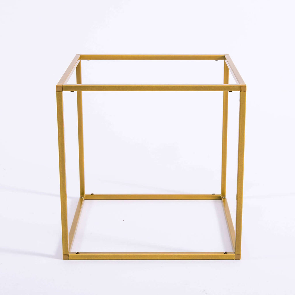 2-Pack Metal Flower Stands Gold Geometric Wedding Centerpieces Square Frame - Durable Display 12"