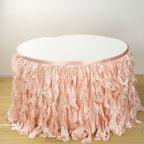 Taffeta 17ft Table Skirt Blush - Cascading Curly Willow Style Table Cover