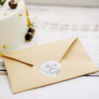 500Pcs 1.5" Thank You Black Print and Floral Design Stickers Roll, DIY Envelope Seal Labels - Round Assorted Designs