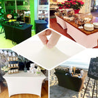 Stretch Spandex 48"x30" Rectangle Tablecloth Black - Durable Form-Fitting Table Cover