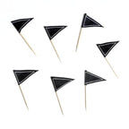 50-Pack Cupcake Topper Picks Black Triangle Flag Design - Food and Cocktail Decorations for Celebrations 3"