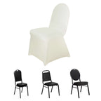 Spandex Chair Cover for Banquet Chairs Ivory - Stretch 160GSM Fabric with Slip-On Slipcover