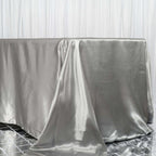Satin Rectangular 90"x156" Tablecloth Silver - Seamless Table Cover