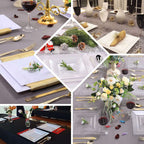 10-Pack Plastic Dinner Plates Glossy White Square with Wide Rim - Sturdy Disposable Party Plates 10"