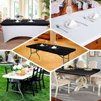 Stretch Spandex 72"x30" Rectangle Tablecloth Top Cover Black - Durable Fitted Table Topper Cap
