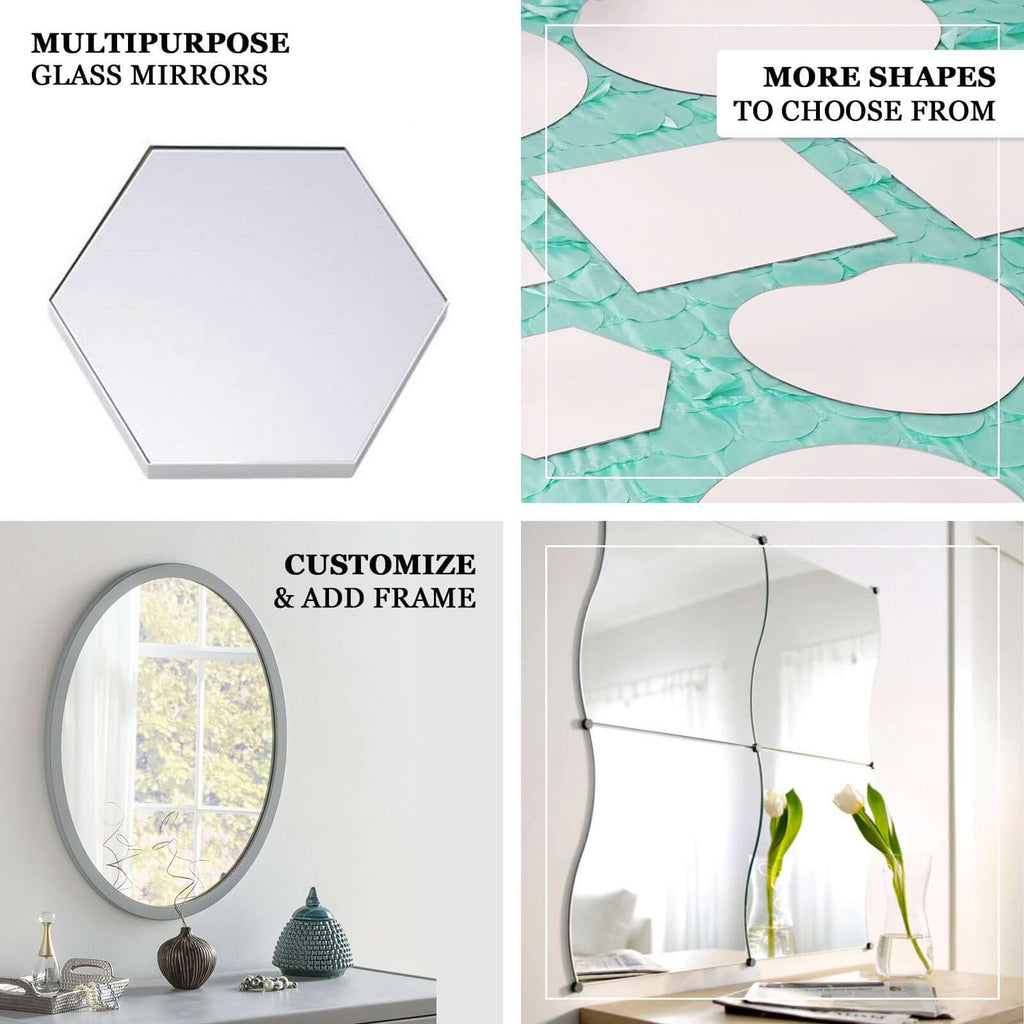 6-Pack Hanging Wall Decor Hexagon Glass Mirror Table Centerpiece - Decorative Reflective Display 8"