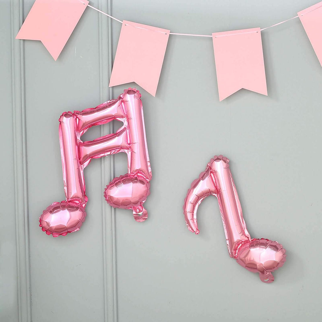 6 Pack Rose Gold Single and Double Music Note Mylar Foil Balloons
