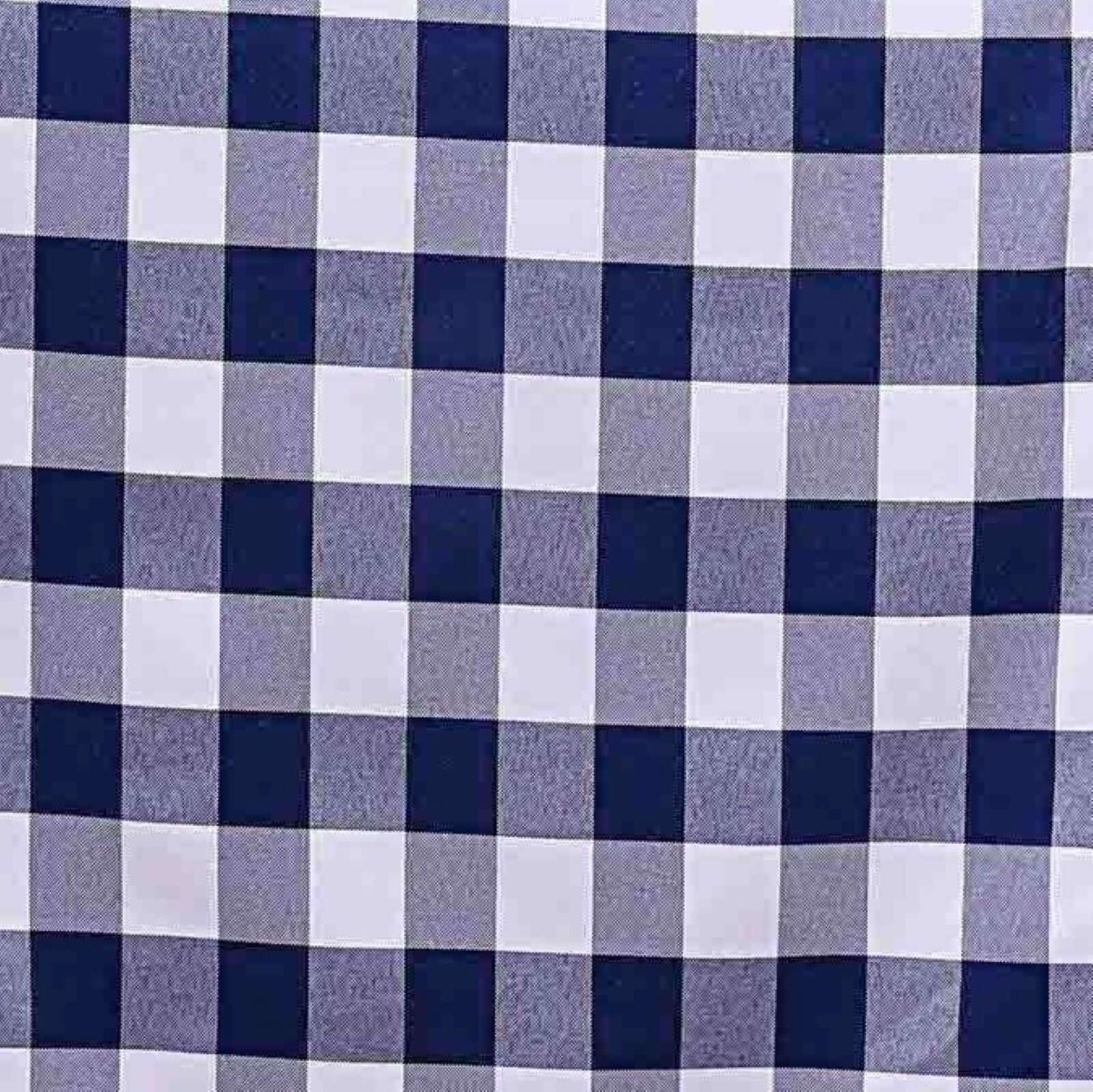 Polyester 14"x108" Table Runner Navy Blue/White - Gingham Plaid Design