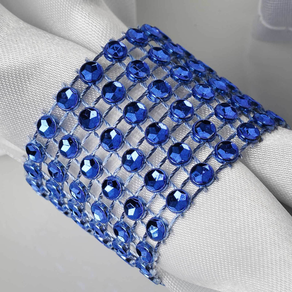 10 Pack Rhinestone Napkin Rings with Velcro Brooch Buckle Royal Blue - Stylish Design for Chair Sashes