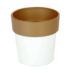 3-Pack Flower Plant Pots Small Design White with Gold Rim - Plastic Indoor Decorative Planters 3"