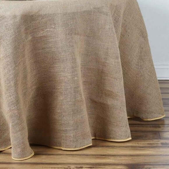 Burlap Jute 90" Round Tablecloth Natural - Rustic Boho Chic Table Linen