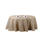 Burlap Jute 120" Round Tablecloth Natural - Rustic Boho Chic Seamless Table Linen