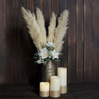 6 Stems Natural Dried Pampas Grass Decor Wheat Tint - Tall Plant Sprays for Boho Chic Vase Displays Backdrops & Event Styling 49"