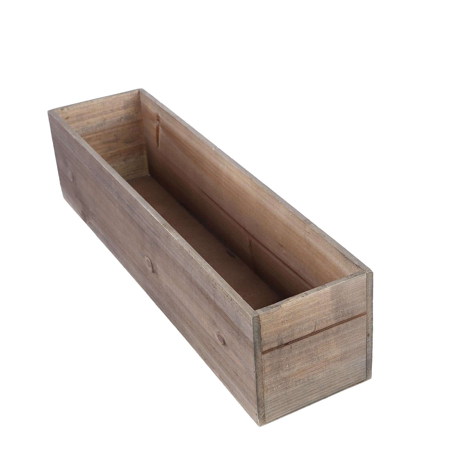 Natural Wood Planter Rectangular Box 24"x6" - Natural Decor with Removable Plastic Liner for Tables - Bell Racket Store