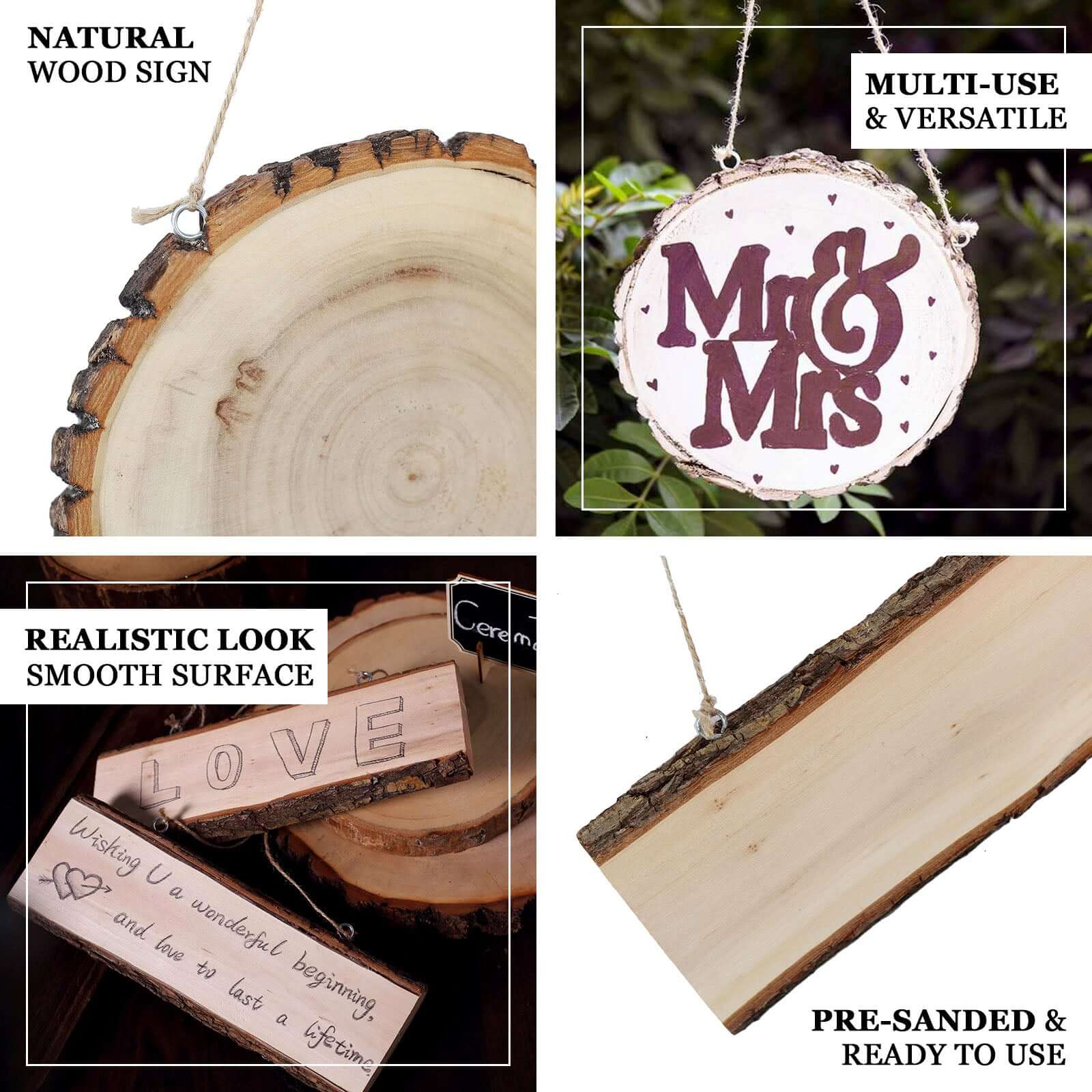 2 Pack 8" Dia Natural Blank Hanging DIY Wood Sign, Round Wood Plaques