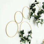Set of 5 Natural Wooden Rings for Crafts, Floral Hoop Wreath