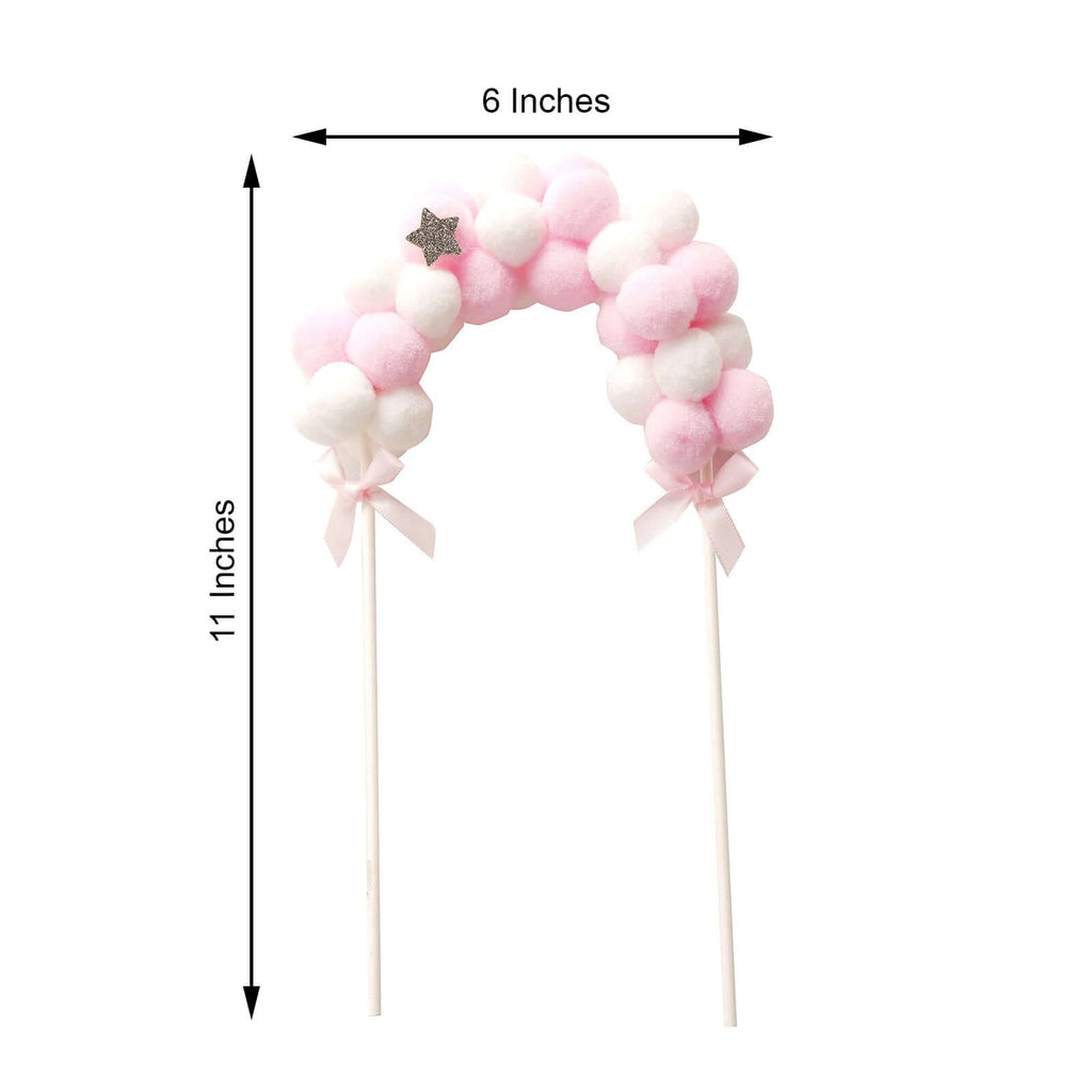 Cotton Ball Arch Cake Topper Pink/White - Charming Mini Cake Decoration Supplies for Nautical Sky & Baby-Themed Events 6"x11"