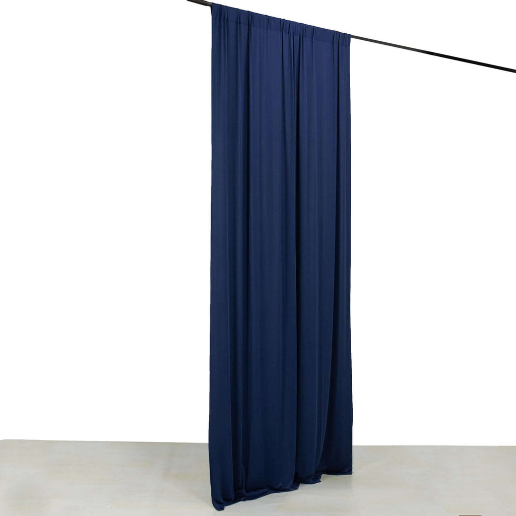 Navy Blue 4 - Way Stretch Spandex Event Curtain Drapes, Wrinkle Free Backdrop Event Panel with Rod Pockets - 5ftx10ft - Bell Racket Store