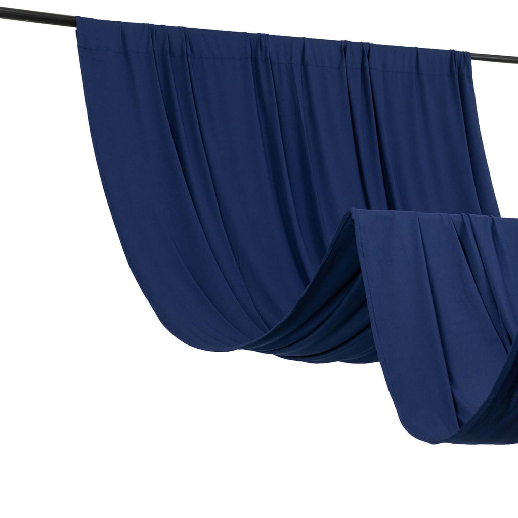 Navy Blue 4 - Way Stretch Spandex Event Curtain Drapes, Wrinkle Free Backdrop Event Panel with Rod Pockets - 5ftx10ft - Bell Racket Store