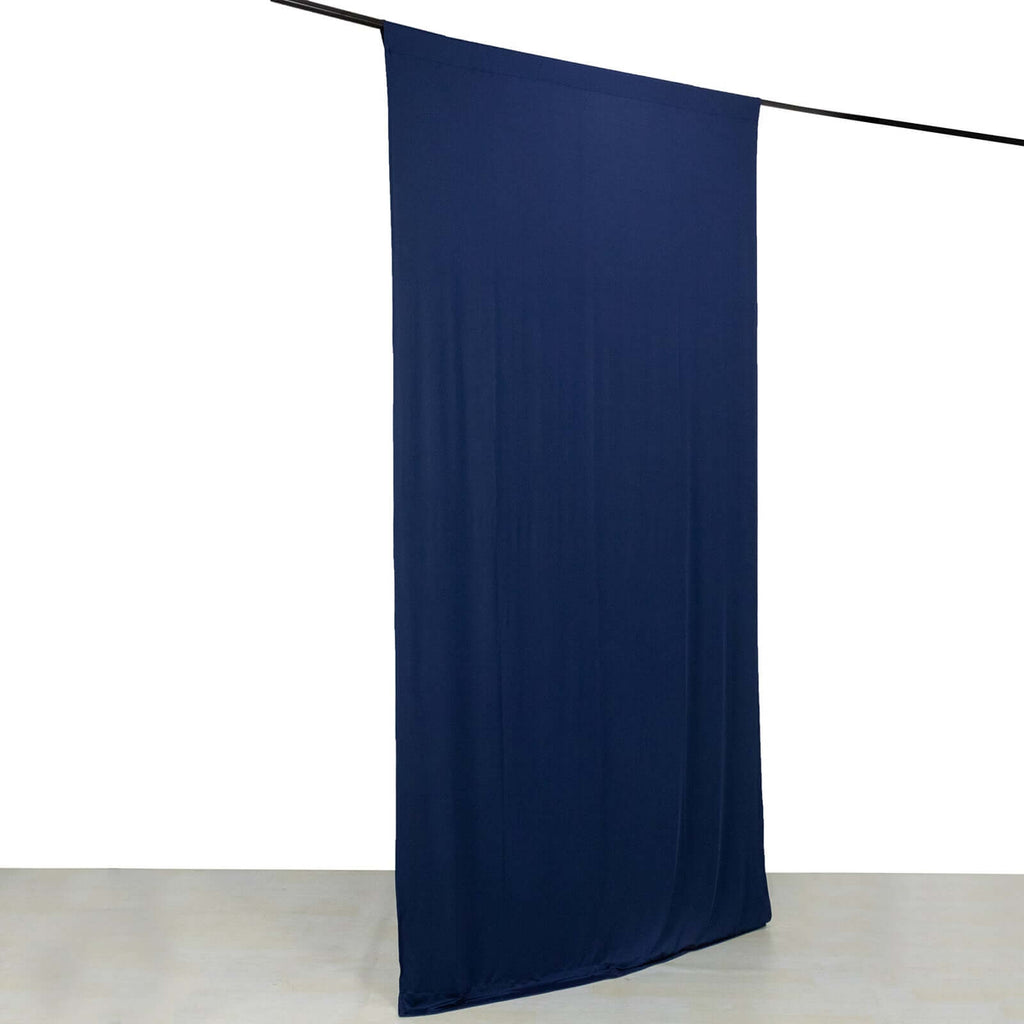 Navy Blue 4 - Way Stretch Spandex Event Curtain Drapes, Wrinkle Free Backdrop Event Panel with Rod Pockets - 5ftx10ft - Bell Racket Store