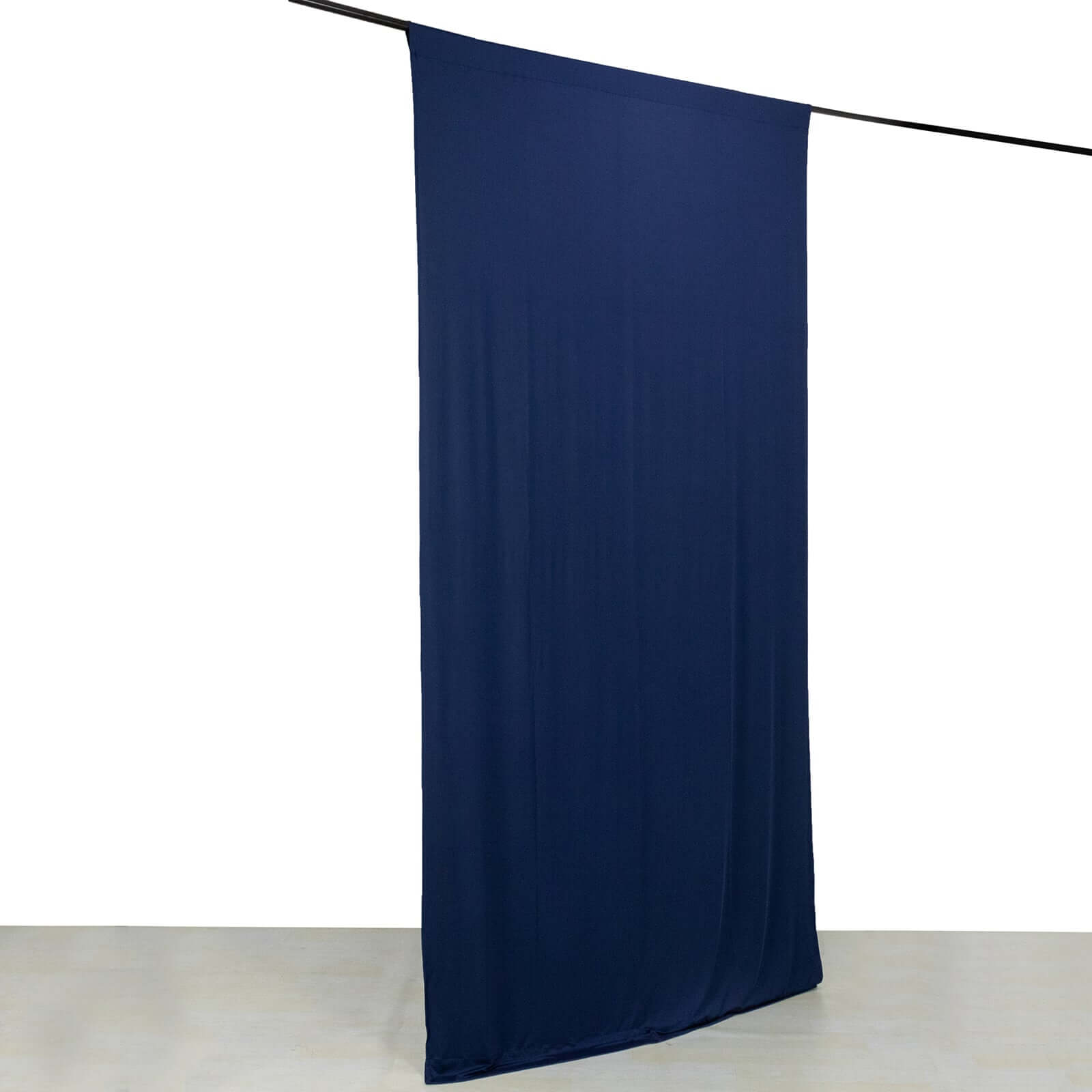 Navy Blue 4 - Way Stretch Spandex Event Curtain Drapes, Wrinkle Free Backdrop Event Panel with Rod Pockets - 5ftx10ft - Bell Racket Store